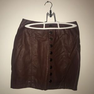 maroon leather free people skirt